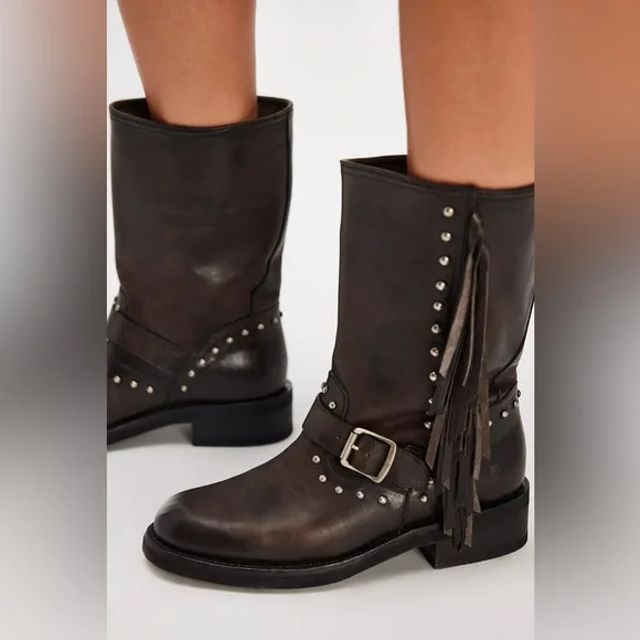 Frye Viv Fringe Engineer Boots - Picture 1 of 9